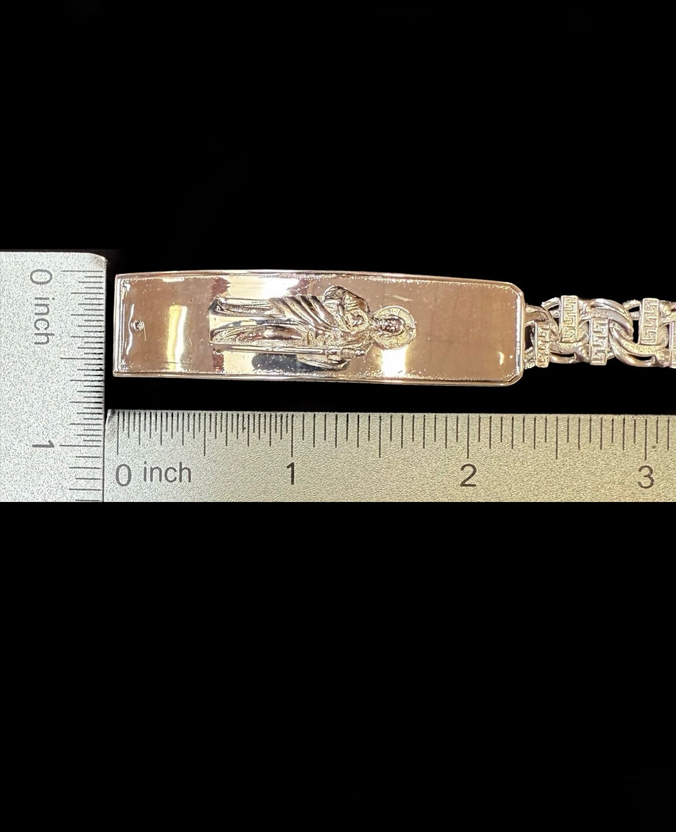 Thumbnail: 10 mm Chino Saint Jude ID Greek Style Bracelet Silver