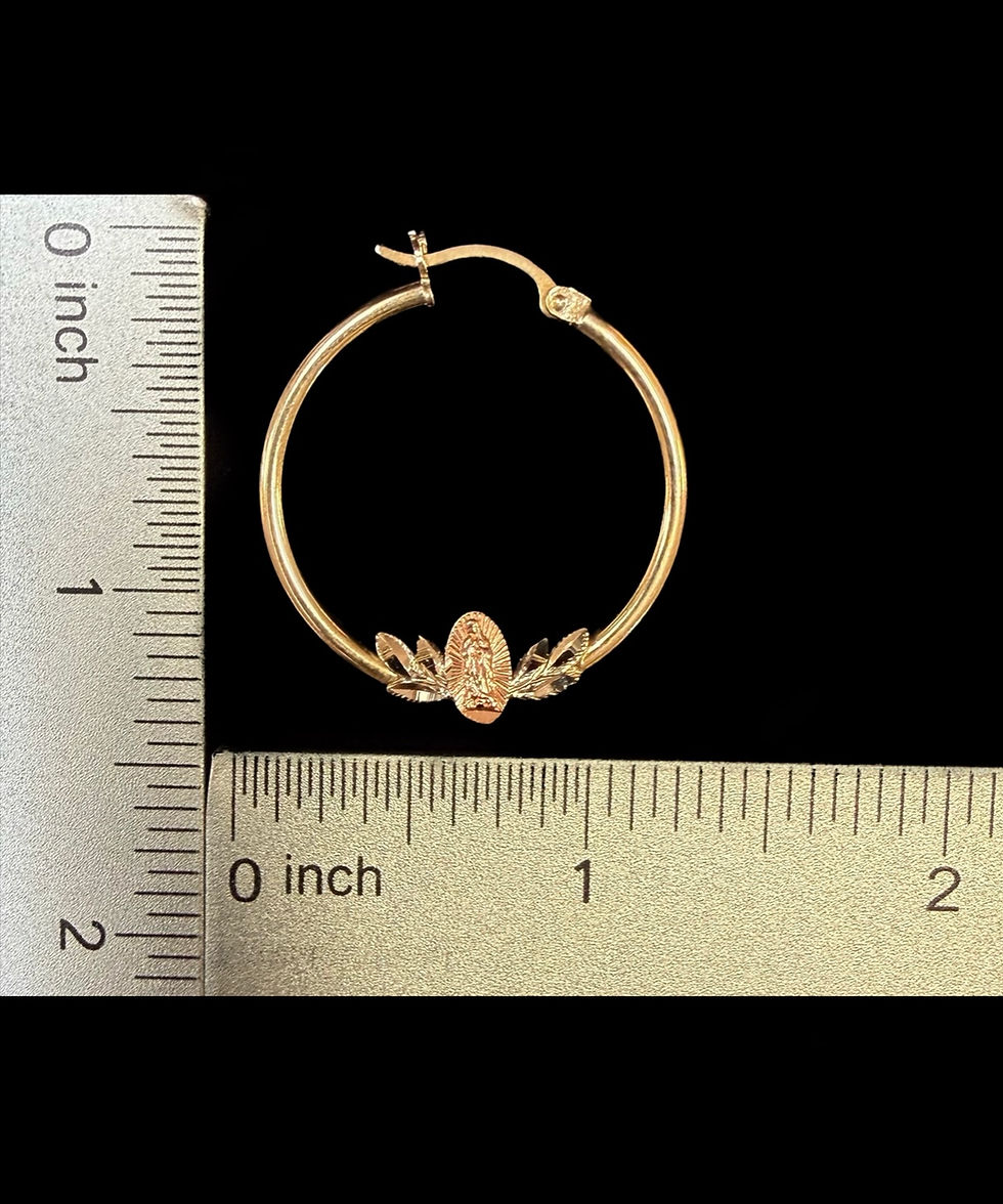 Miniatura: Medium Virgin Mary Hoop Earring Gold 10k