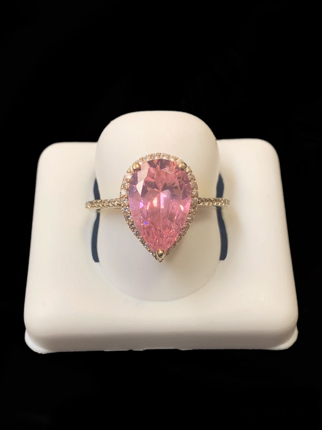 Pink Teardrop Stone Engagement Ring Gold 10k