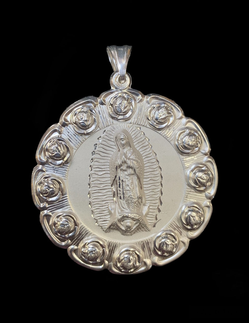 Thumbnail: Jesus and Virgin Mary Double Sided Pendant Silver