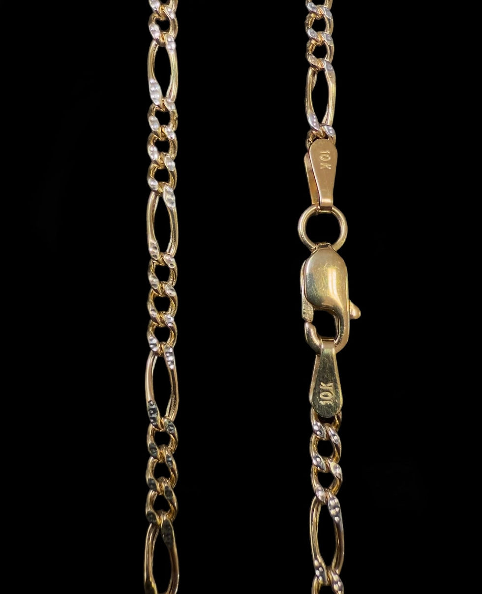 Thumbnail: 2.5 mm Figaro Diamond Cut Chain Gold 10k