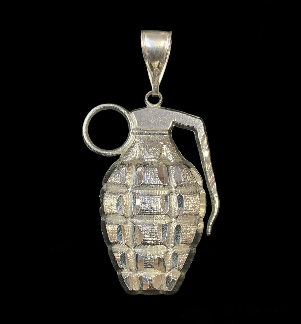 Hand Grenade Pendant Silver