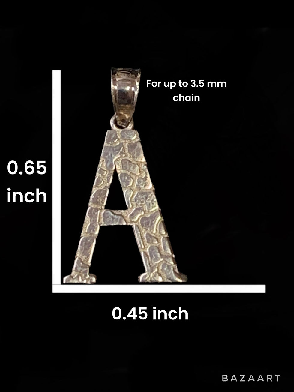 Miniatura: A Letter Pendants nugget style Gold 10k