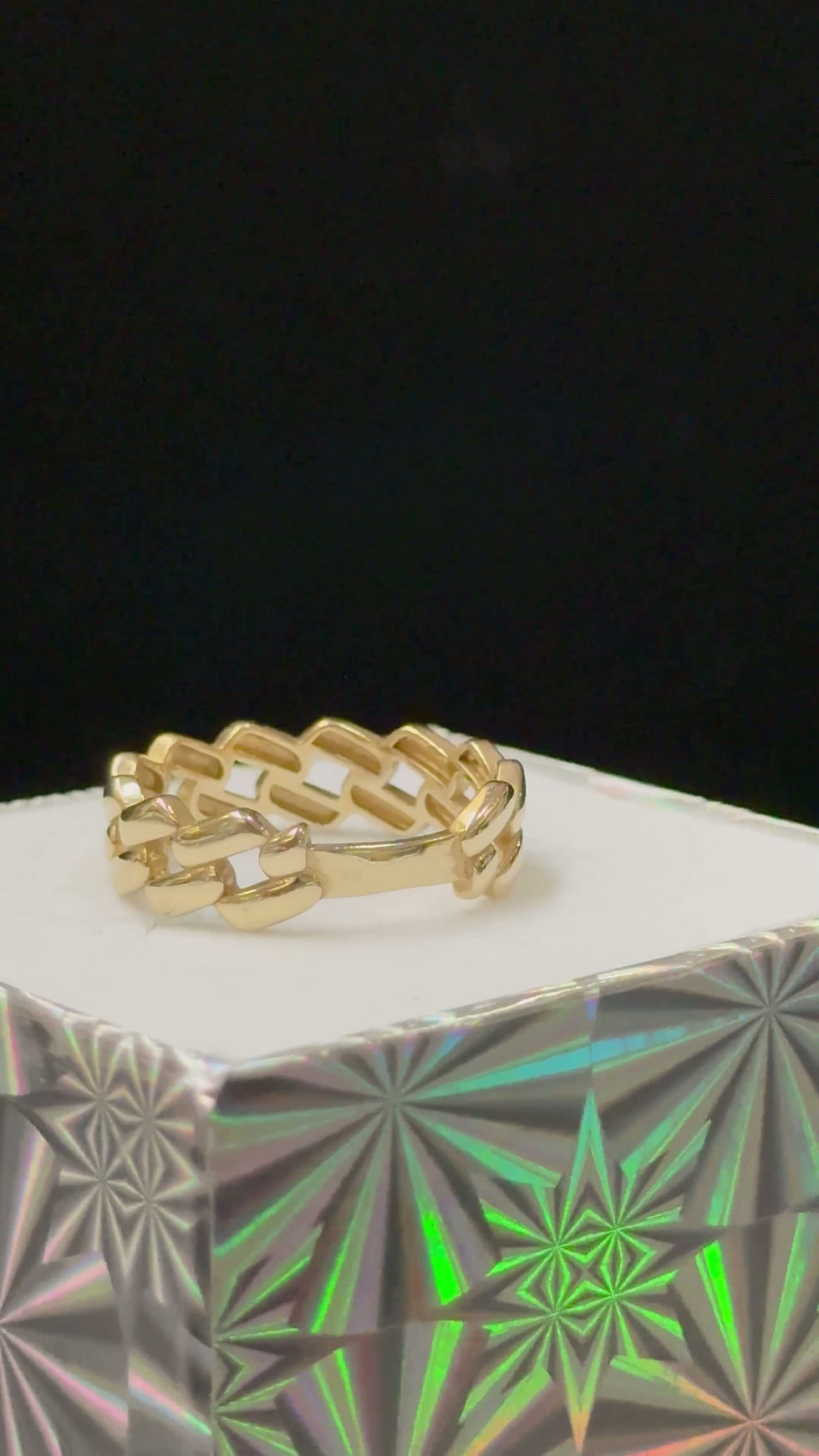 Miniatura: Cuban Link Ring with Stones Gold 10k