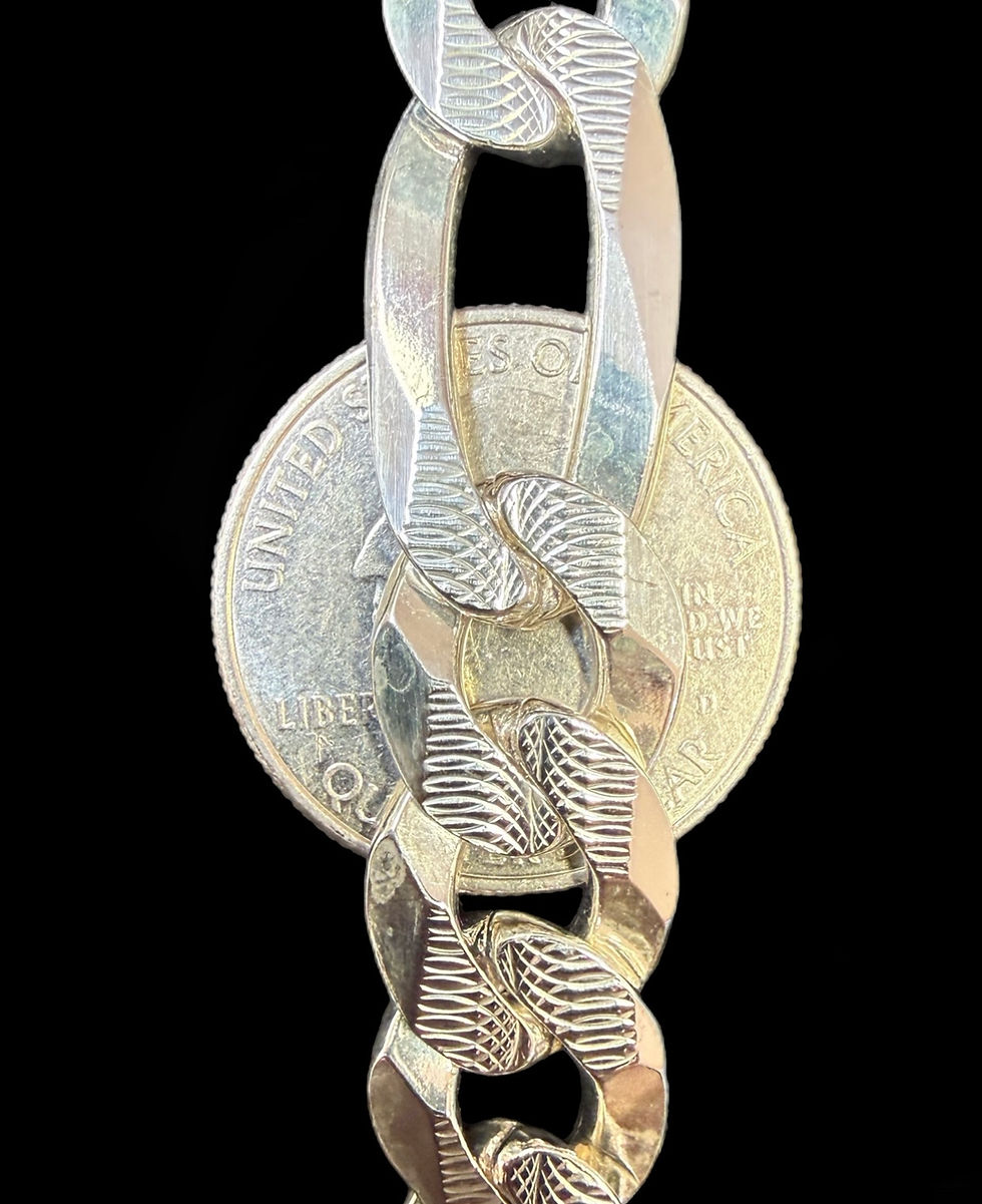 Thumbnail: 12.5 mm Figaro Diamond Cut and Plain Cut Chain Silver