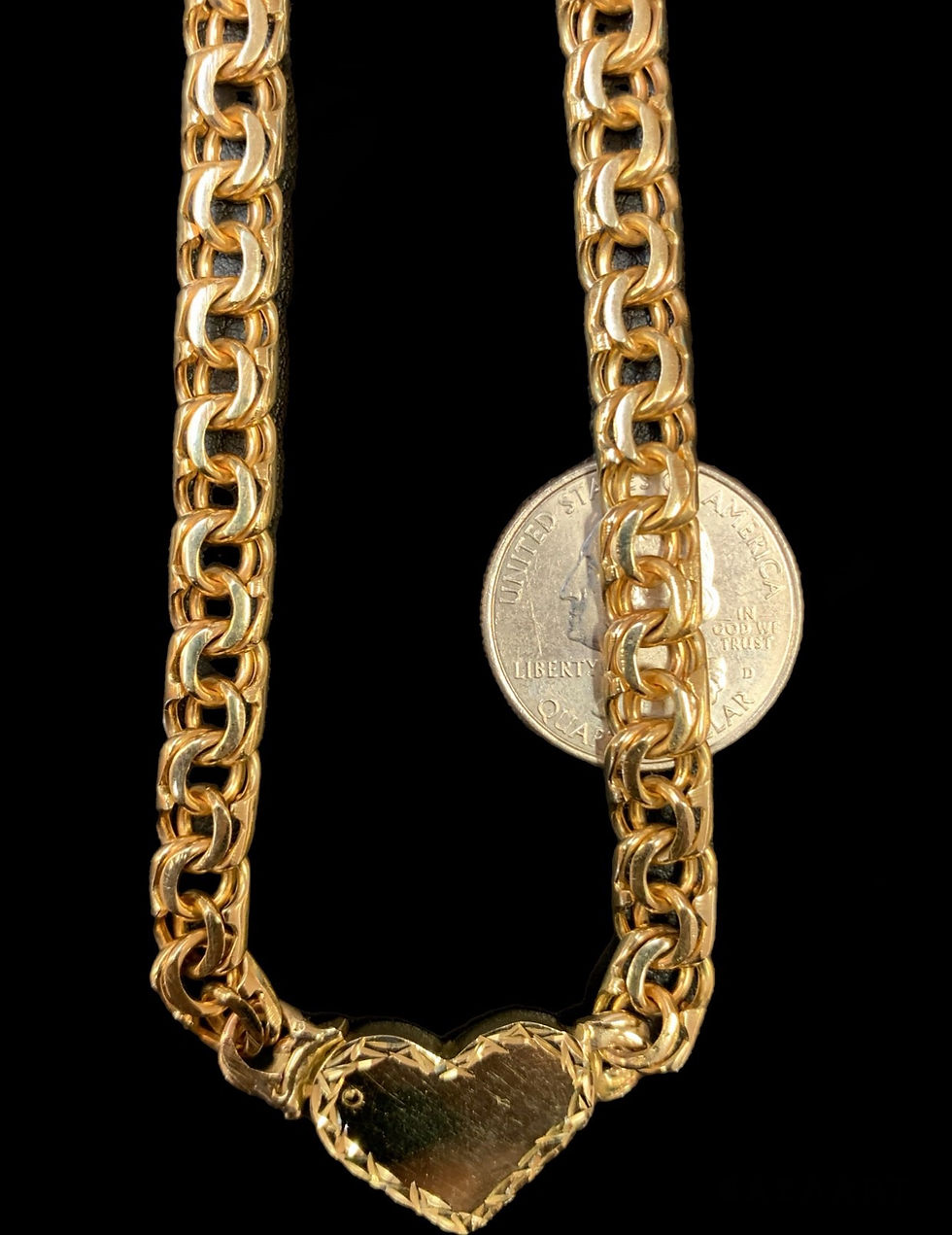 Thumbnail: 7.5 mm Heart Chino link Chain Gold 10k