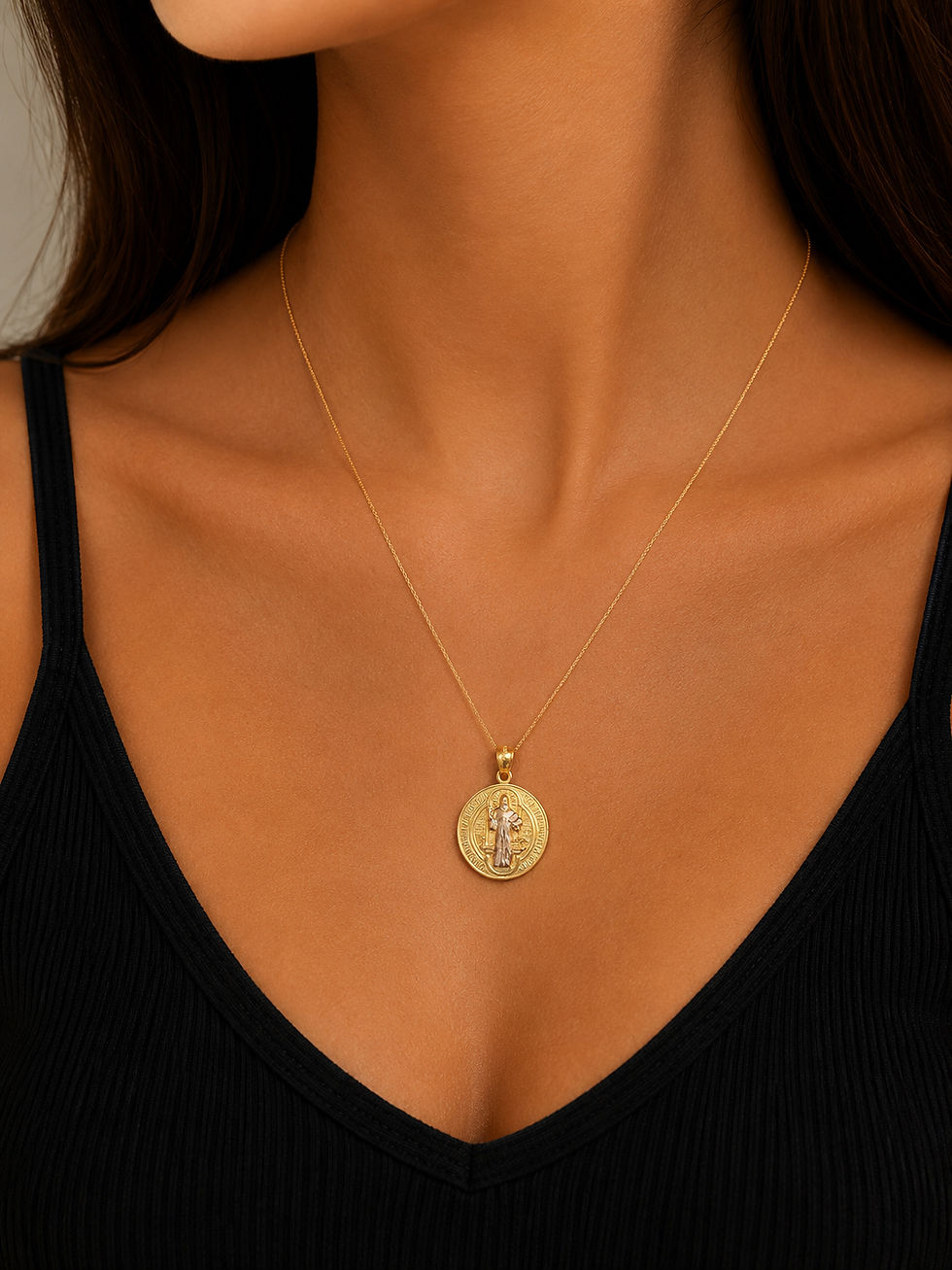 Thumbnail: Saint Benedict Pendant Gold 10k