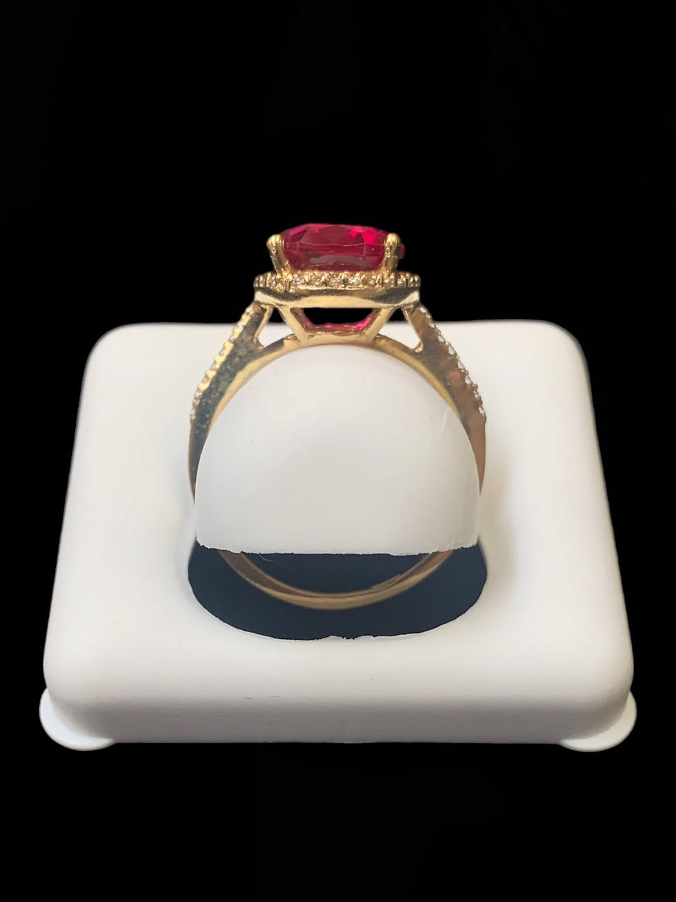 Miniatura: Red Circle Stone Engagement Ring Gold 10k