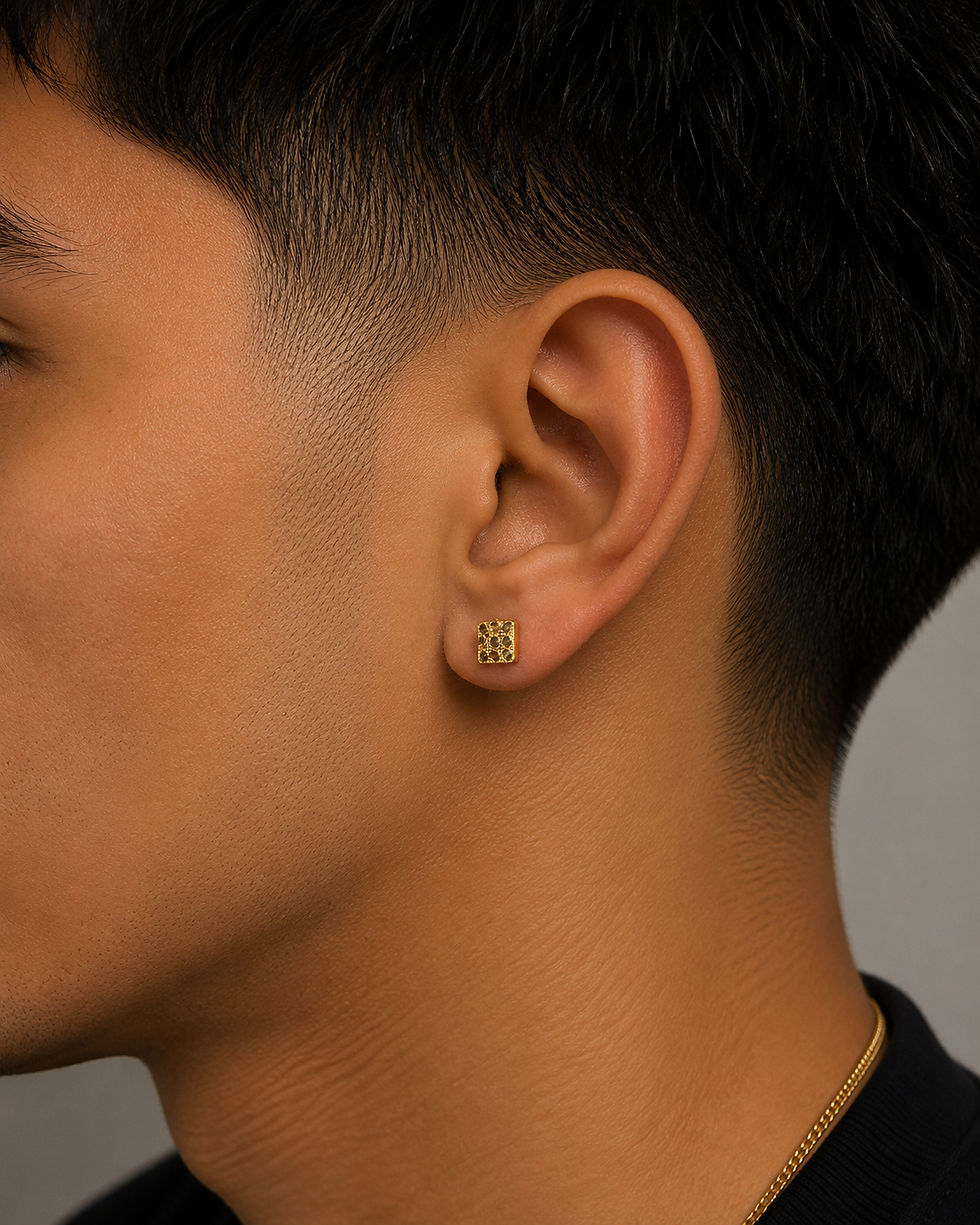 Miniatura:  Square Nugget Stud Earrings Push Back Gold 10k