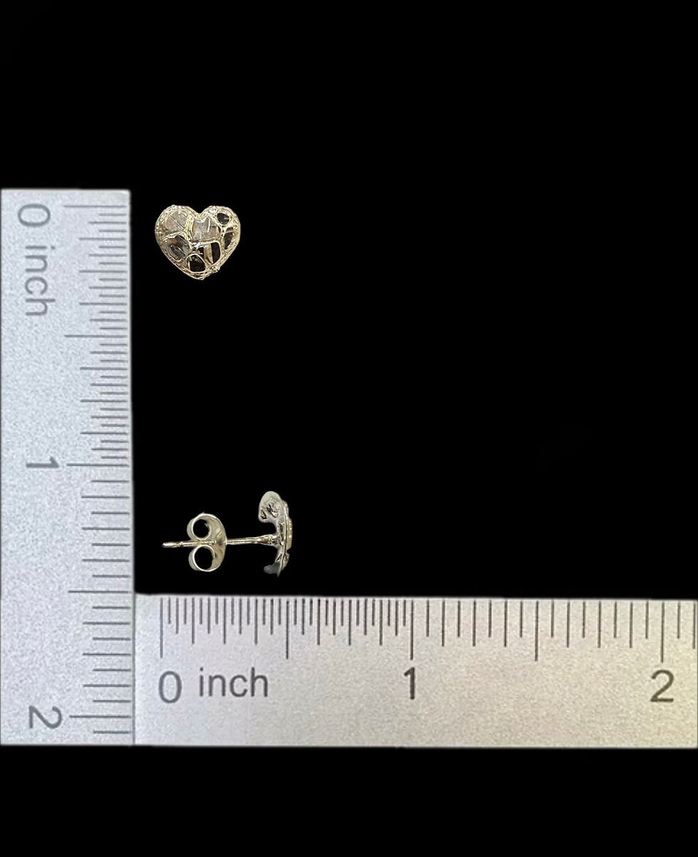Miniatura: Heart Nugget Stud Earrings Push Back Silver