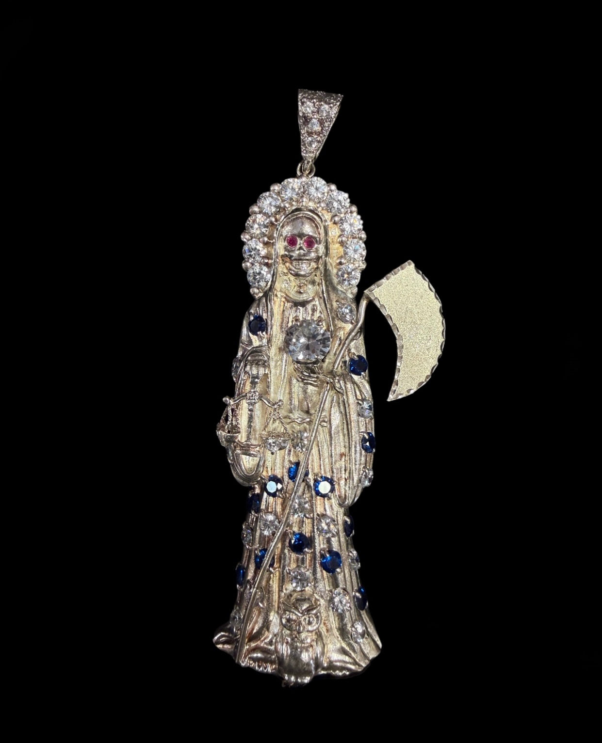 Santa Muerte Grim Reaper Pendant Silver