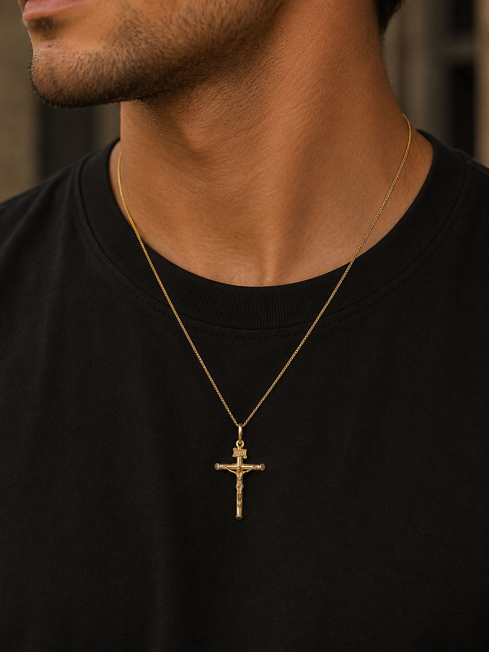 Thumbnail: Jesus on Cross Pendant Gold 10k