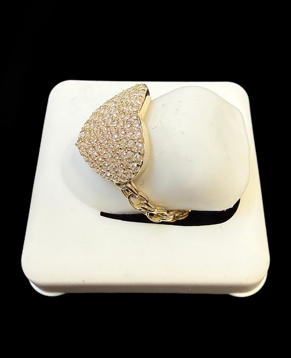 Thumbnail: Heart Stone Chino Link Ring Gold 10k