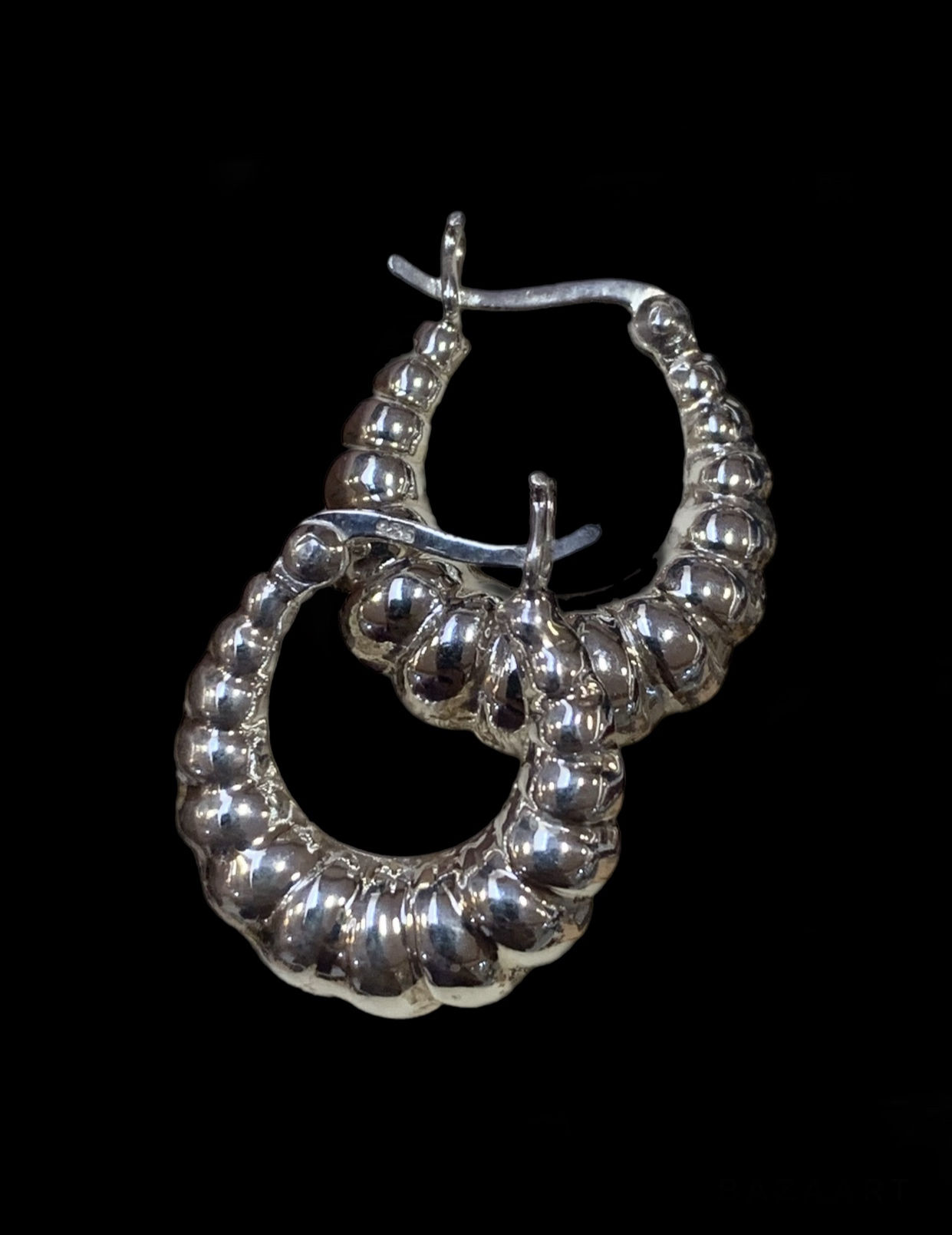 Small Shrimp Hoop Earrings Silver