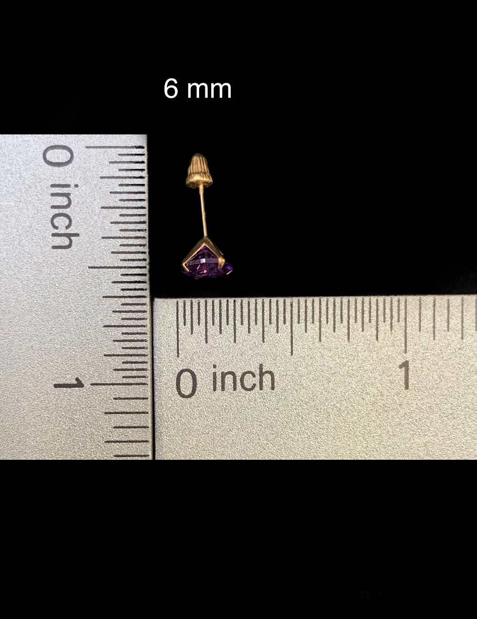 Miniatura: Purple Stone Stud Earrings Screw Back Gold 10k