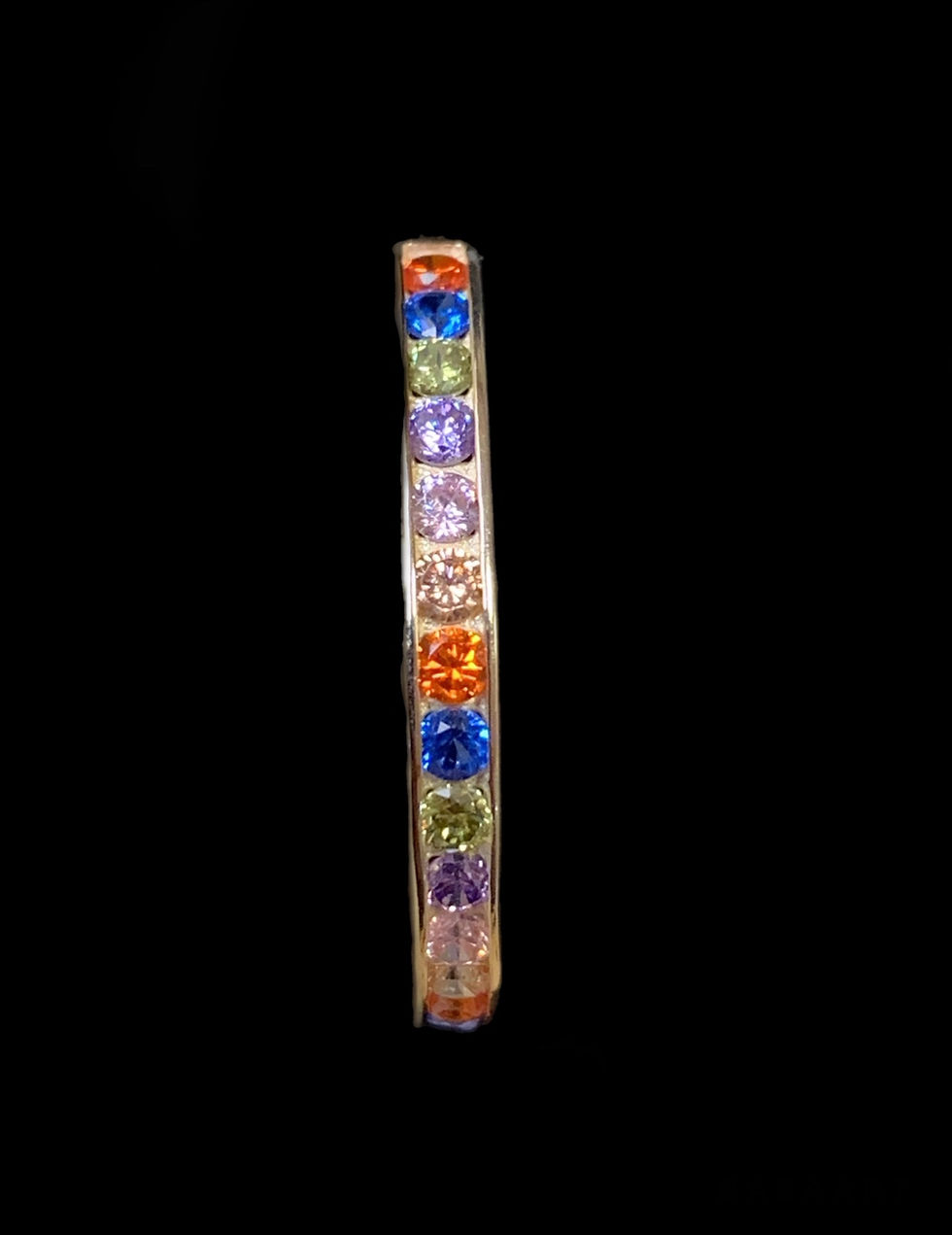 Miniatura: Medium Colored Stone Hoop Earring Gold 10k