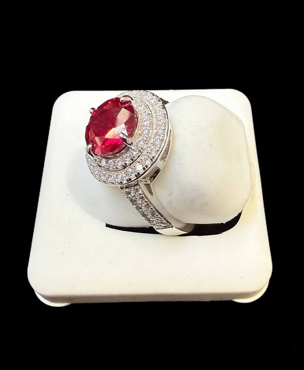Thumbnail: Red Stone Engagement Ring Silver