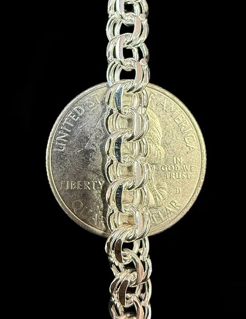 Miniatura: 6.5 mm Heart Versace Style Chino link Chain and Bracelet Set Silver 