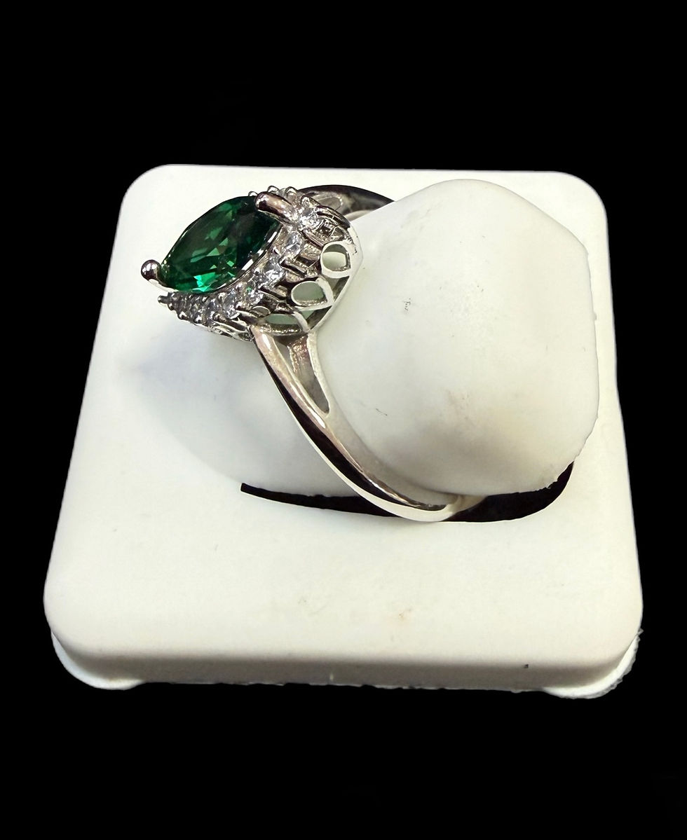 Miniatura: Green Stone Engagement Ring Silver