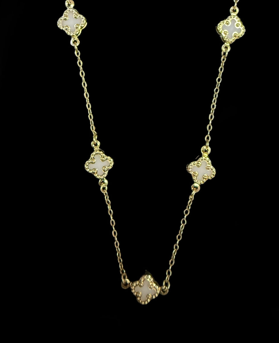 Thumbnail: 1 mm White Clover Motif Chain Gold 10k