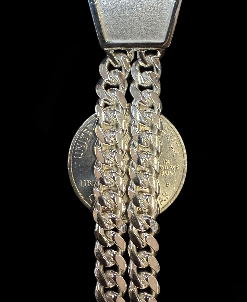 Miniatura: 6.5 mm Virgin Mary Double Cuban link Bracelet Silver