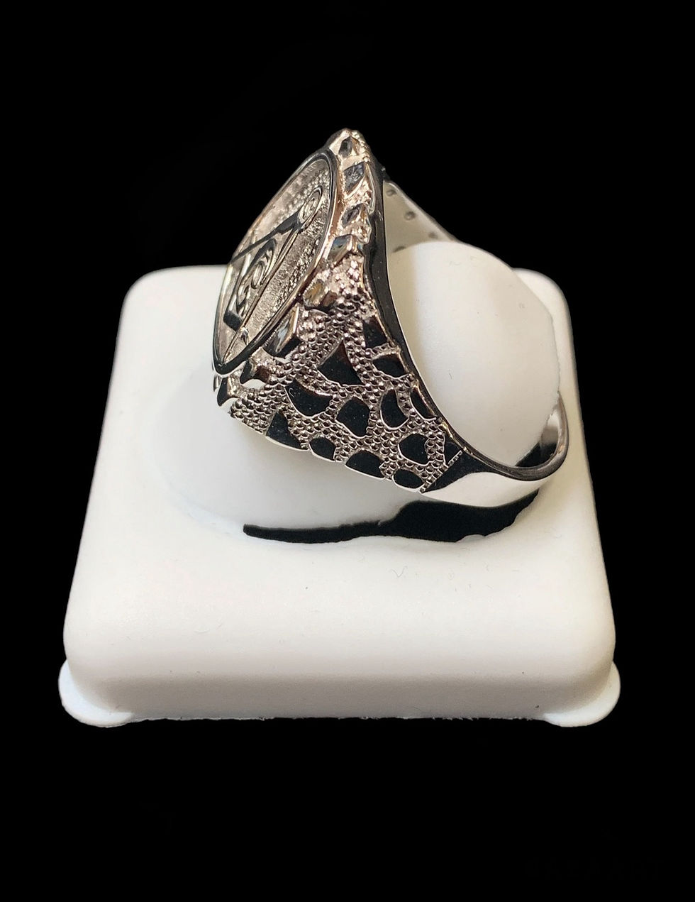 Thumbnail: Free Mason Nugget Style Ring Silver
