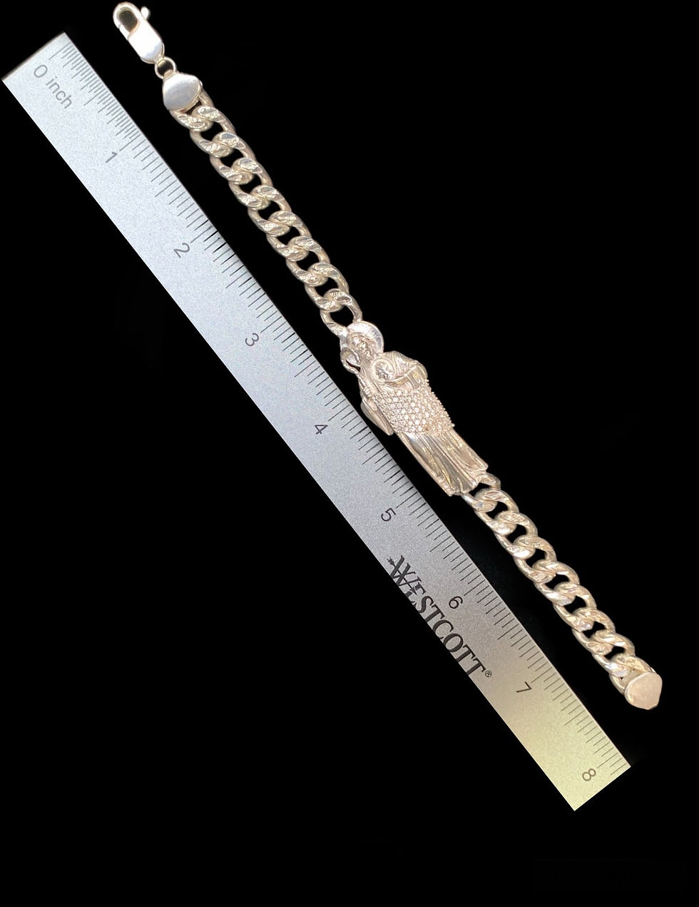 Thumbnail: 9 mm Saint Jude Cuban Diamond Cut Bracelet Silver