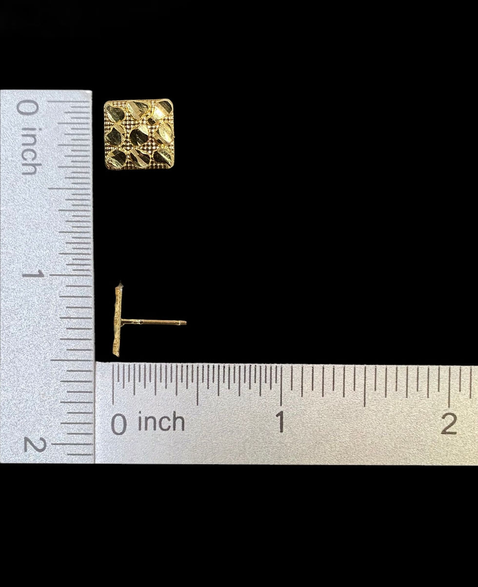 Miniatura:  Square Nugget Stud Earrings Push Back Gold 10k