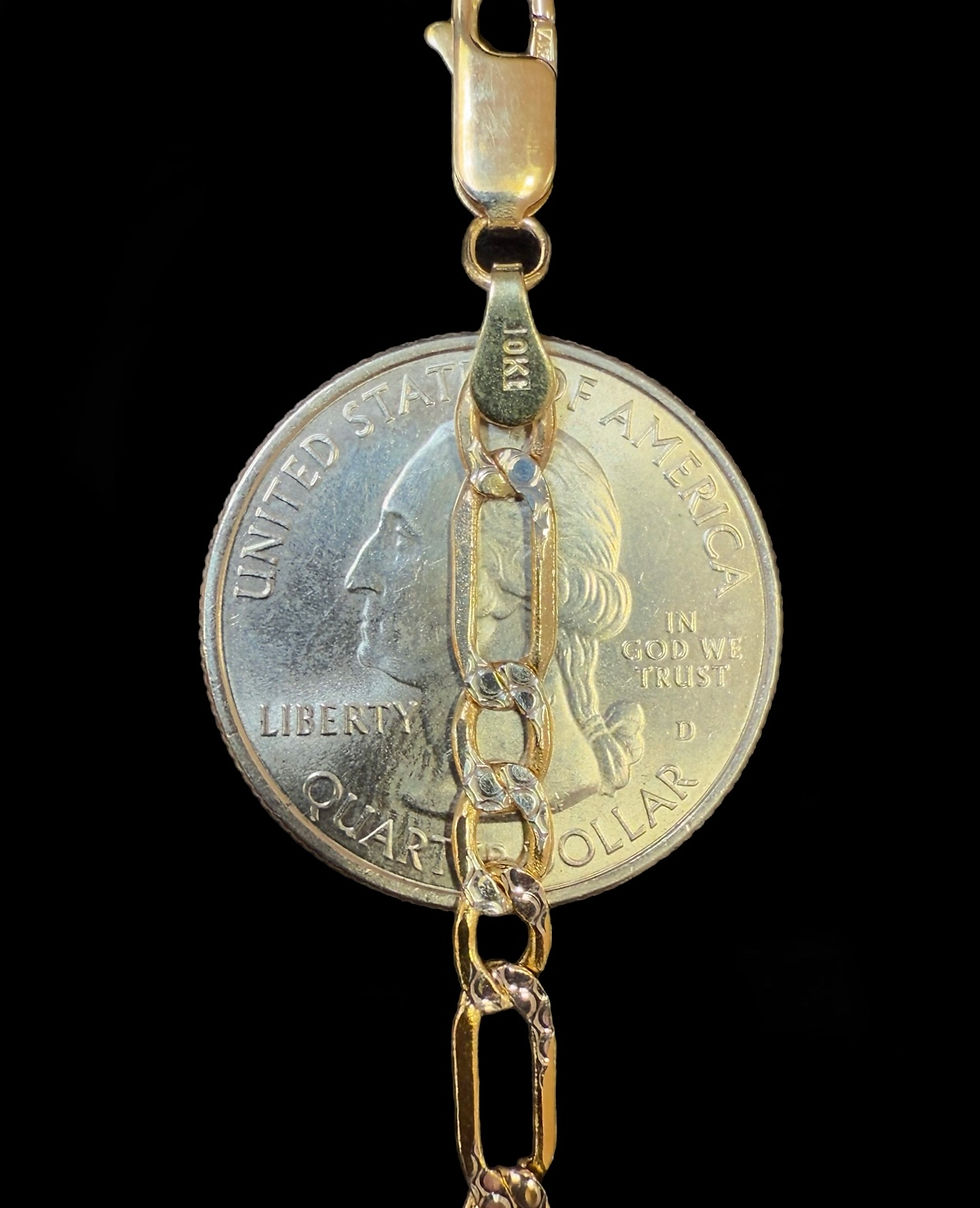 Thumbnail: 4 mm Figaro Diamond Cut Chain Gold 10k
