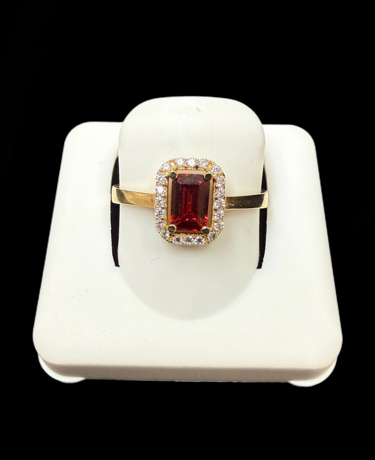 Red Square Stone Engagement Ring Gold 10k