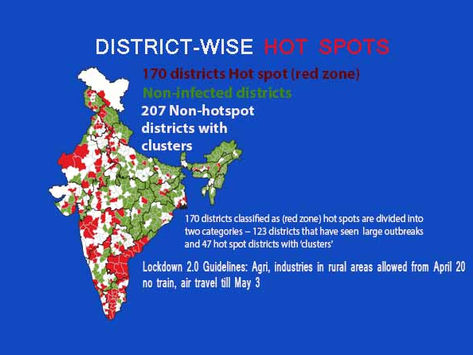 Health ministry identifies 170 districts as hotspots