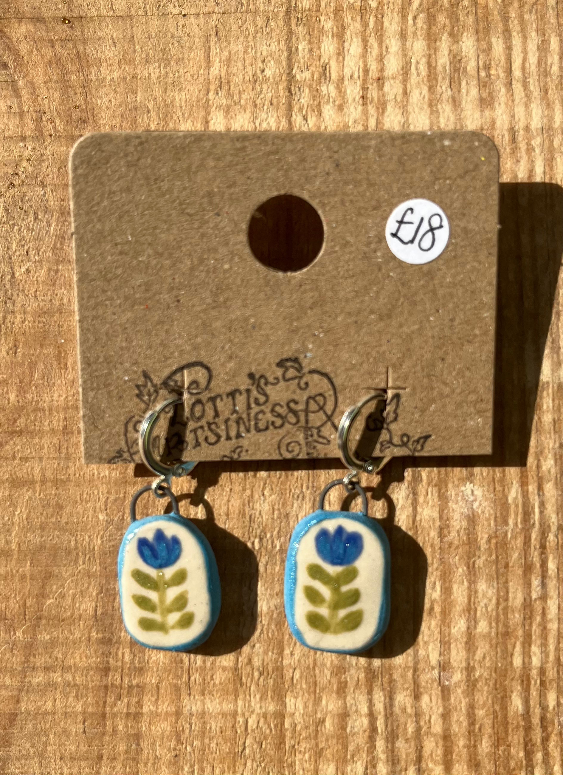 Ceramic earring charms- Blue flowers