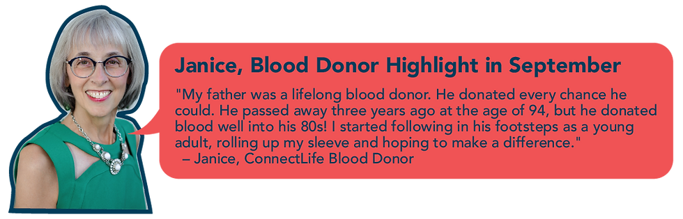 Janice, Blood Donor Highlight in September with her quote
