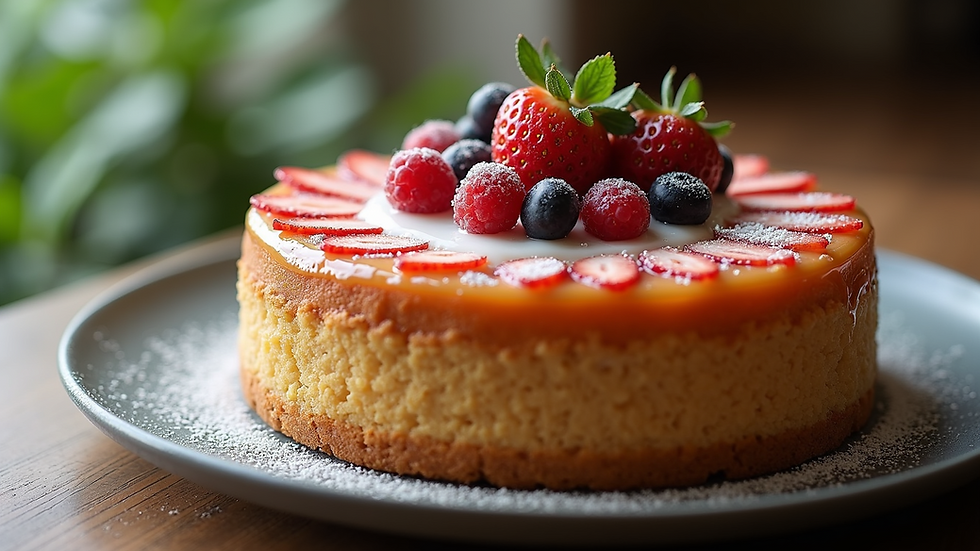 Vue en gros plan d'un gâteau décoré avec des fruits frais et un glaçage crémeux