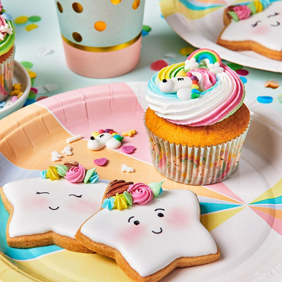 Miniature : Décors en Sucre Licorne & Arc-en-ciel – Set de 12 –Gâteaux, Cupcakes et Biscuits