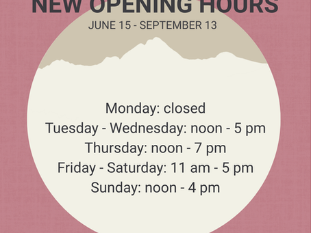 NEW OPENING HOURS