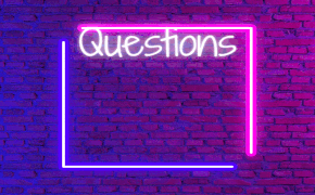 a neon sign directing readers to click on question 