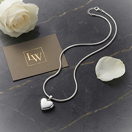 LW delicate heart locket necklace in 925 sterling silver, an enchanting romantic gift for a special occasion or a timeless piece for your own jewellery collection.
