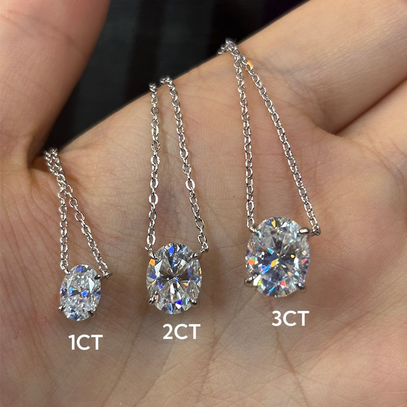Thumbnail: LW Eternal Radiance | Oval Cut Moissanite Pendant Necklace