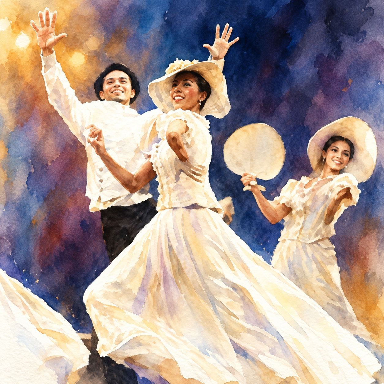 Watercolour: fans, hats and Sunday whites