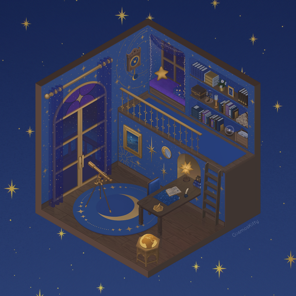 Thumbnail: Astronomer's Study - Customizable Print & Sticker Set