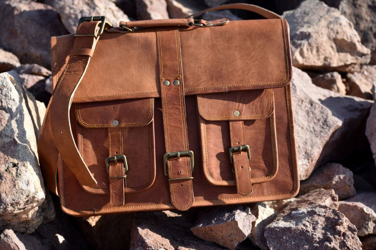 Vintage Handmade Leather Messenger Bag | Briefcase