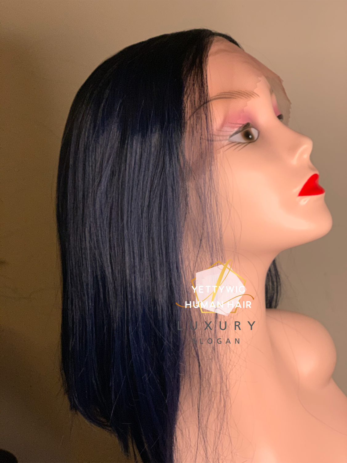 Lace front blue black bob wig 