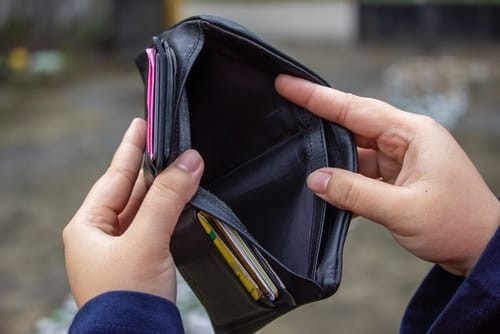 I can not even spend a penny. empty wallet, money problems