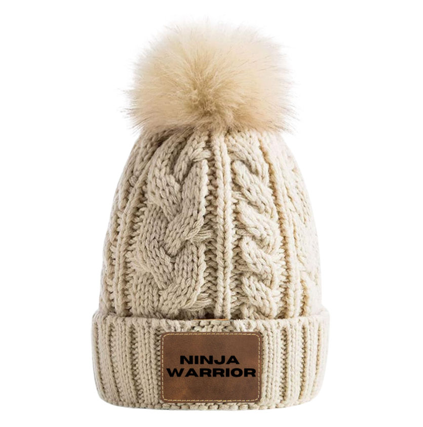 Thumbnail: Knit Hat with Pom - Ninja Warrior Patch