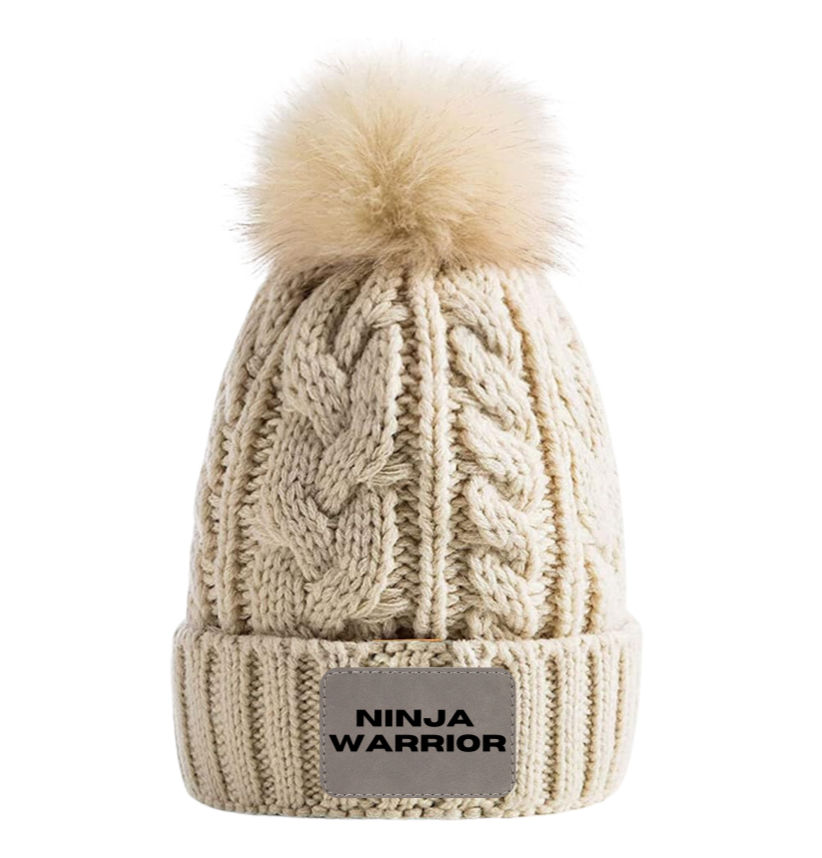 Thumbnail: Knit Hat with Pom - Ninja Warrior Patch