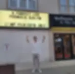 ryan berman standing in front of the theater for his first short film
