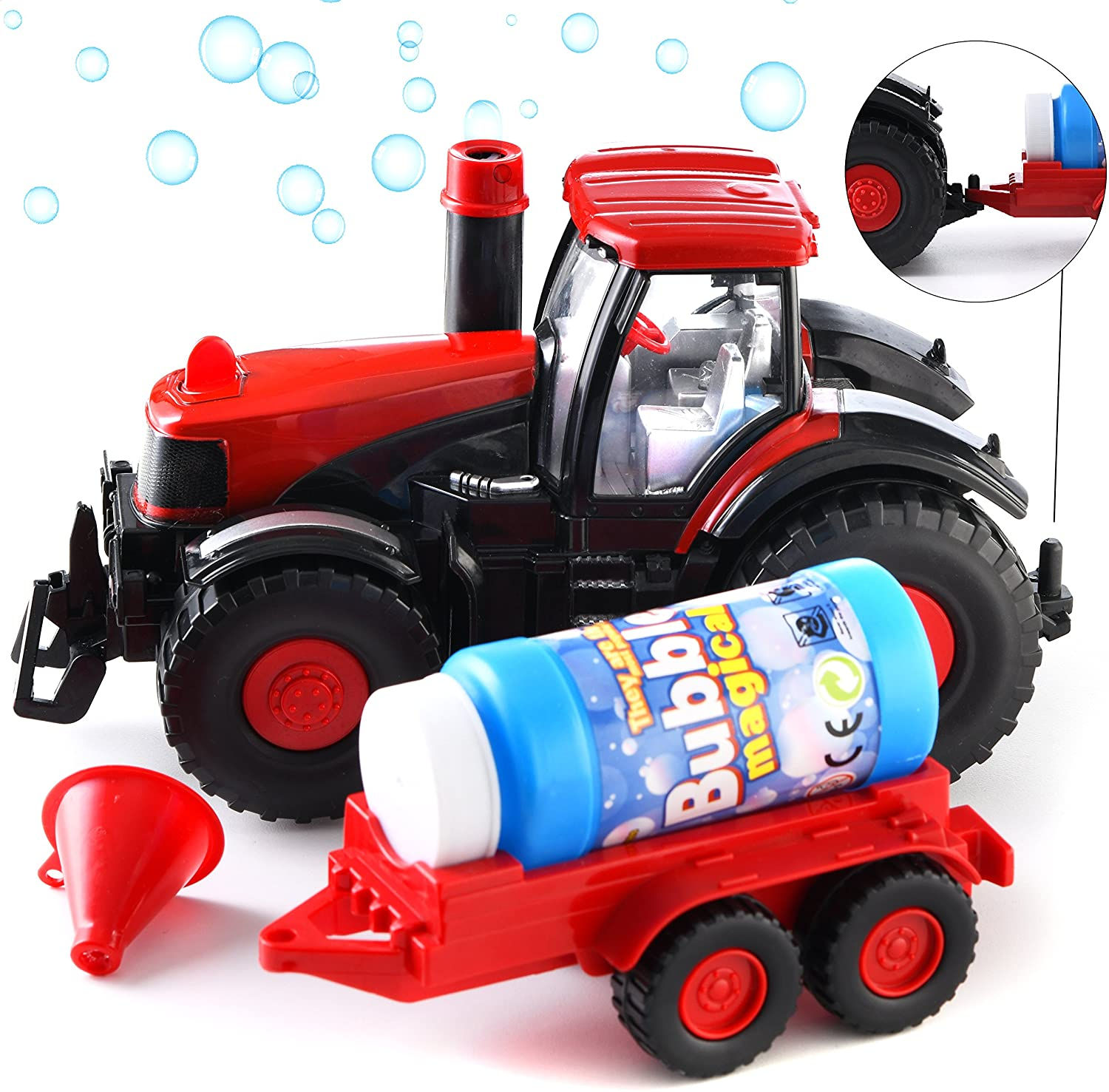 Prextex Bump & Go Bubble Blowing Farm Tractor Truck with Lights