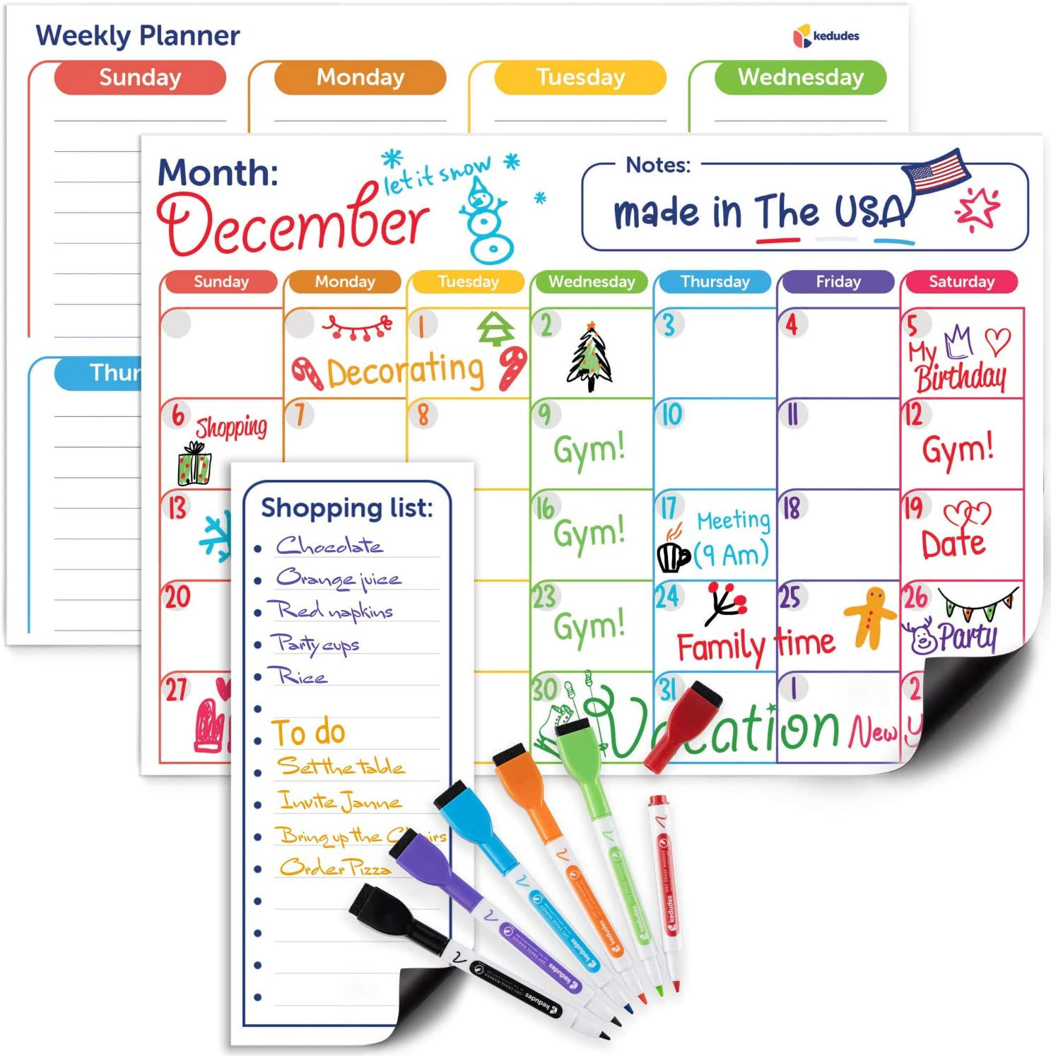 Kedudes Magnetic Dry Erase Calendar Set