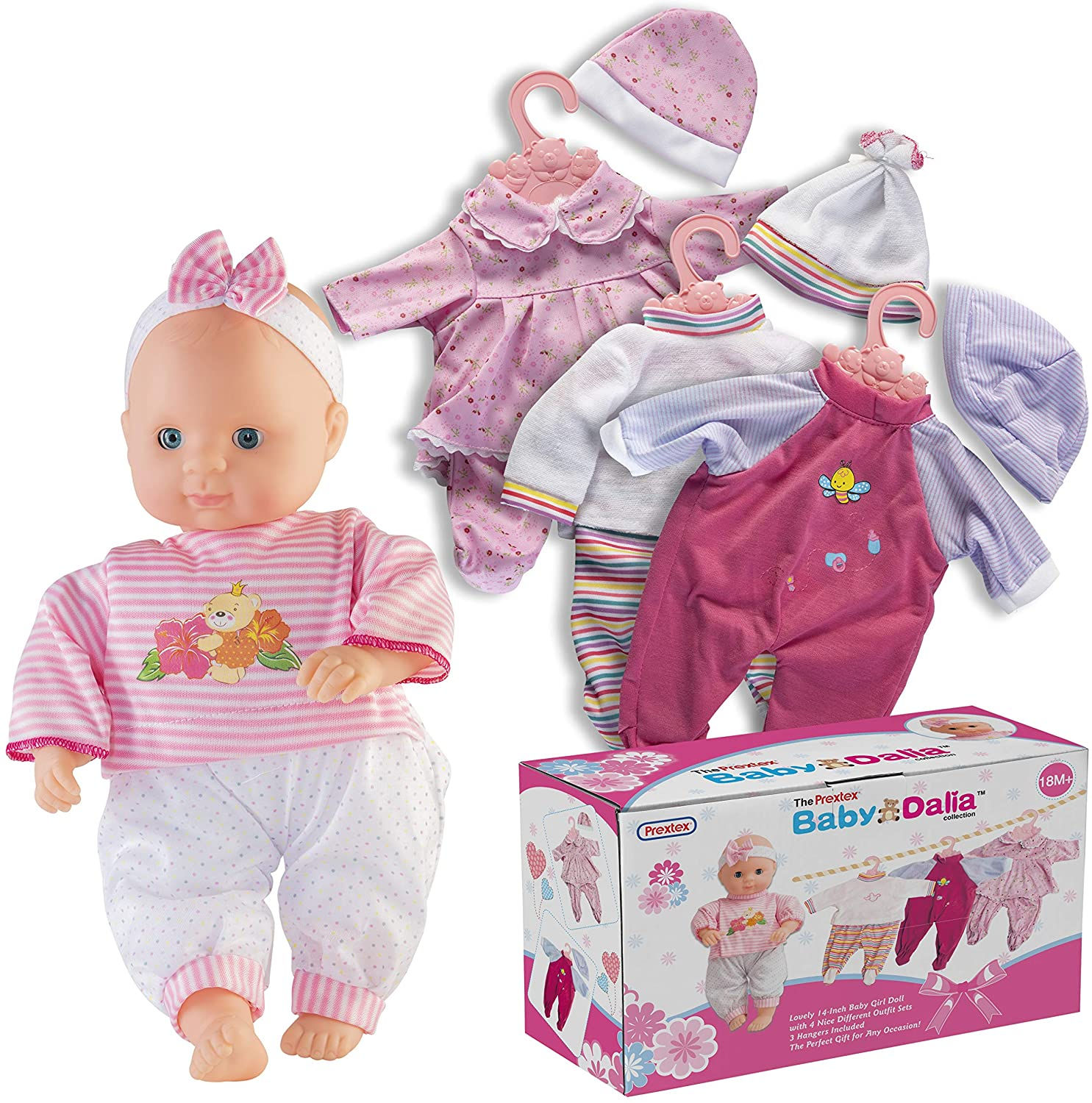 Prextex 12-Piece Baby Doll with Clothes Set